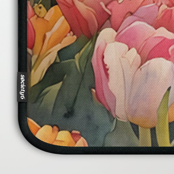 Colorful tulips watercolor Laptop Sleeve Gallery Image 3