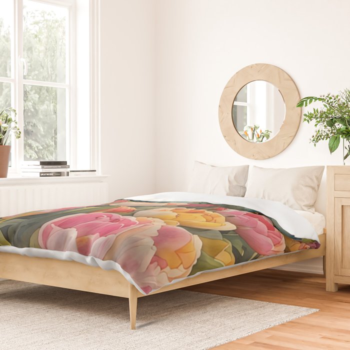 Colorful tulips watercolor Duvet Cover Gallery Image 2