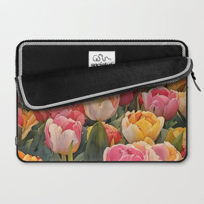 Colorful tulips watercolor Laptop Sleeve Gallery Image 2
