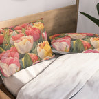 Colorful tulips watercolor Pillow Sham Gallery Image 2