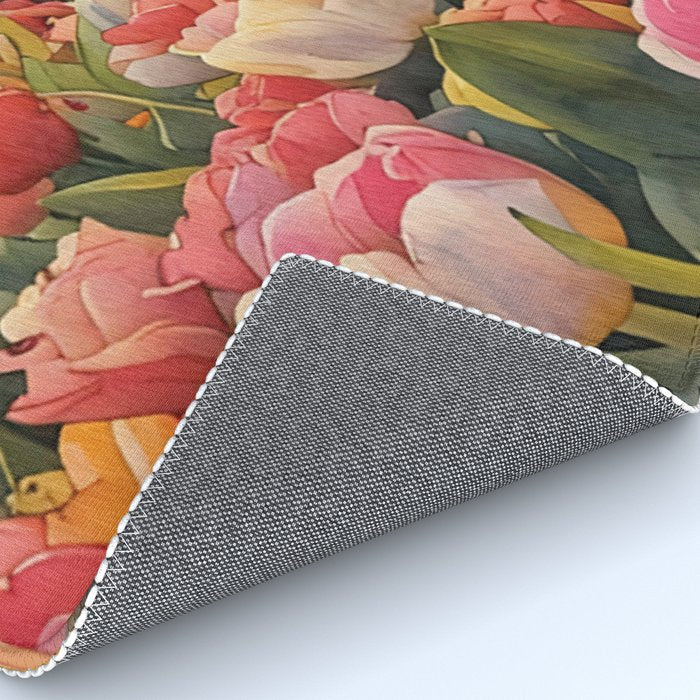Colorful tulips watercolor Rug Gallery Image 4