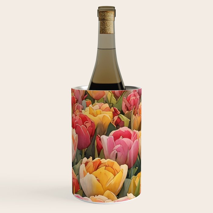 Colorful tulips watercolor Wine Chiller Gallery Image 3