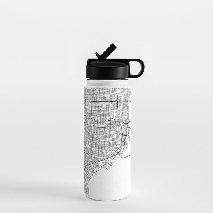 Miami White Map Water Bottle Gallery Image 1