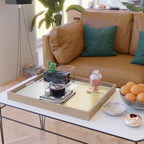 Abstract mustard shape and points Serving Tray Gallery Image 2