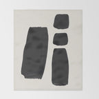 Mid Century Modern Minimalist Abstract Art Brush Strokes Black & White Ink Art Square Shapes Throw Blanket Gallery Image 2