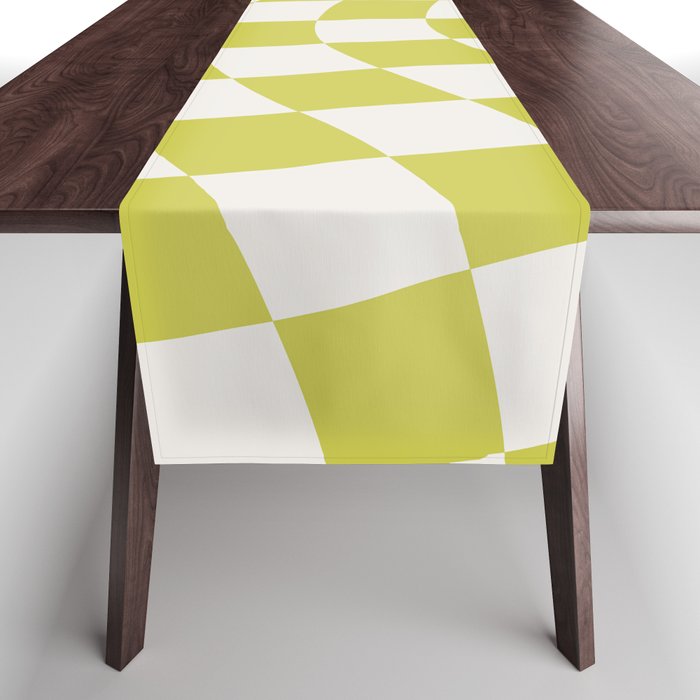 Warped Check Pattern Lime Table Runner Gallery Image 1