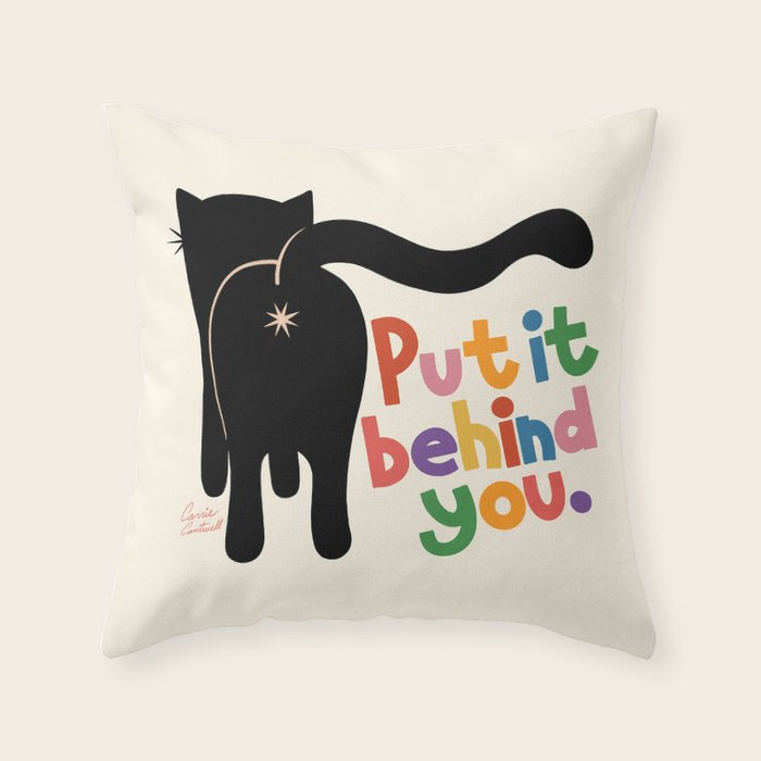 Put It Behind You - Funny Cat Butt Pun Throw Pillow Gallery Image 6
