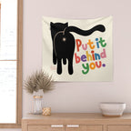 Put It Behind You - Funny Cat Butt Pun Wall Tapestry Gallery Image 2