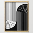 Two Tone Line Curvature VIII Black and White Modern Arch Abstract Serving Tray Gallery Image 1