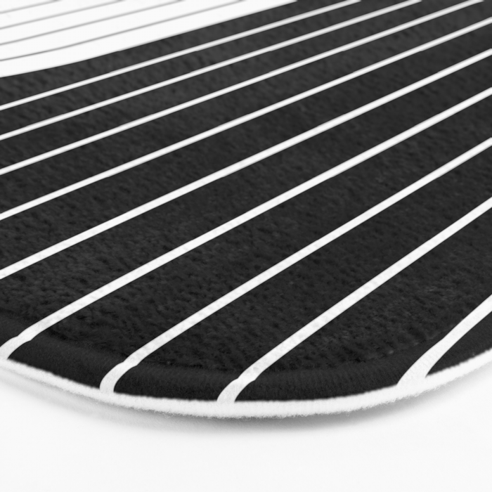 Two Tone Line Curvature VIII Black and White Modern Arch Abstract Bath Mat Gallery Image 3
