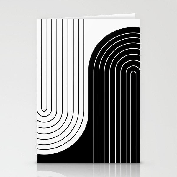 Two Tone Line Curvature VIII Black and White Modern Arch Abstract Stationery Card Gallery Image 2