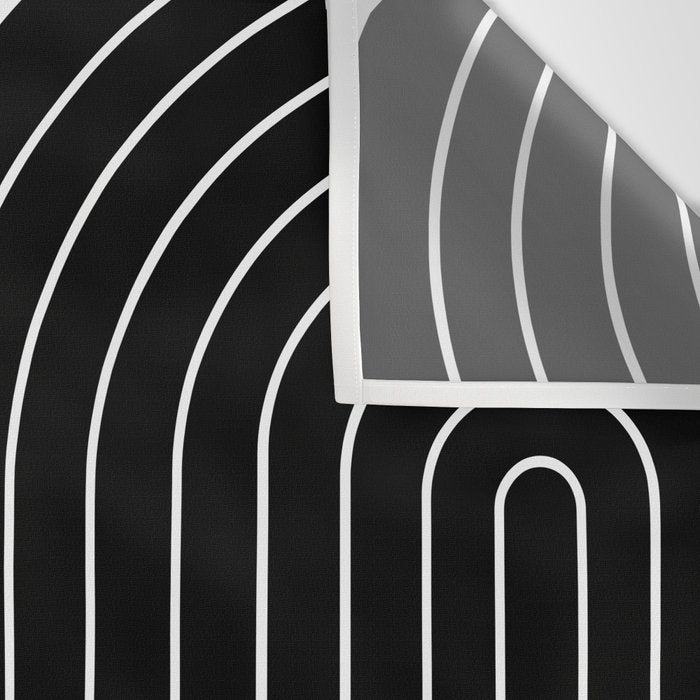 Two Tone Line Curvature VIII Black and White Modern Arch Abstract Wall Tapestry Gallery Image 3