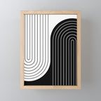 Two Tone Line Curvature VIII Black and White Modern Arch Abstract Mini Art Print Gallery Image 1