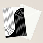 Two Tone Line Curvature VIII Black and White Modern Arch Abstract Stationery Card Gallery Image 2