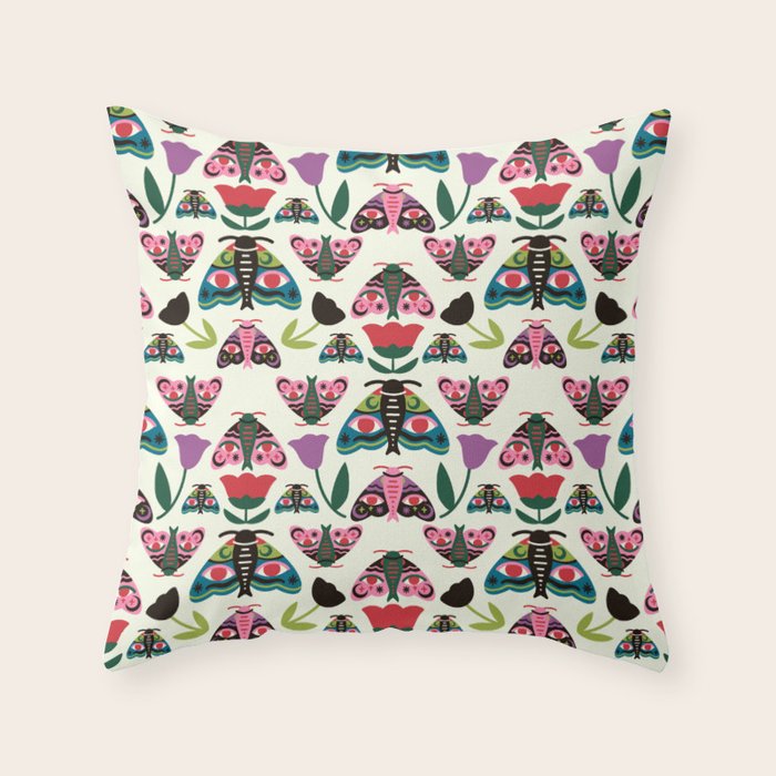 Colorful Autumn Moths Throw Pillow Gallery Image 1