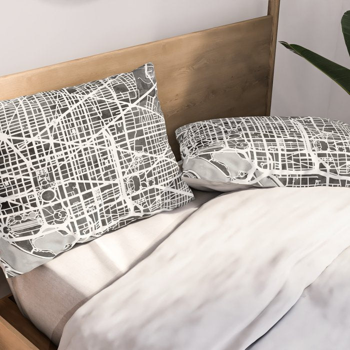 Washington DC City Street Map Pillow Sham Gallery Image 2
