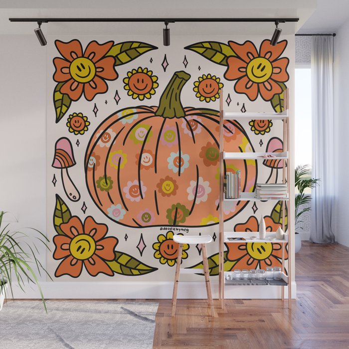 Happy Pumpkin Wall Mural Gallery Image 1