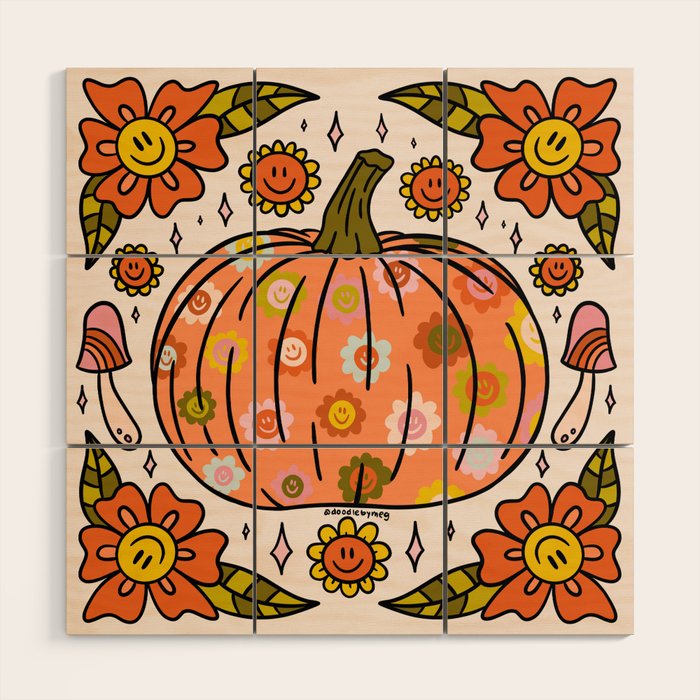 Happy Pumpkin Wood Wall Art Gallery Image 1