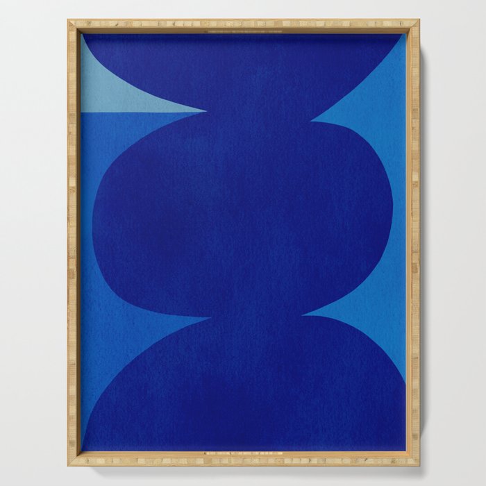 Abstract composition 02-blue Serving Tray Gallery Image 1