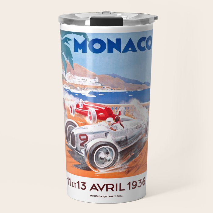 1936 Monaco Grand Prix Race Poster  Travel Mug Gallery Image 1