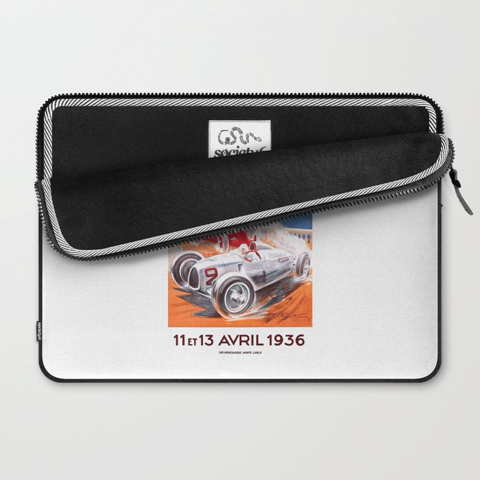 1936 Monaco Grand Prix Race Poster  Laptop Sleeve Gallery Image 2