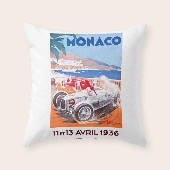 1936 Monaco Grand Prix Race Poster  Throw Pillow Gallery Image 6
