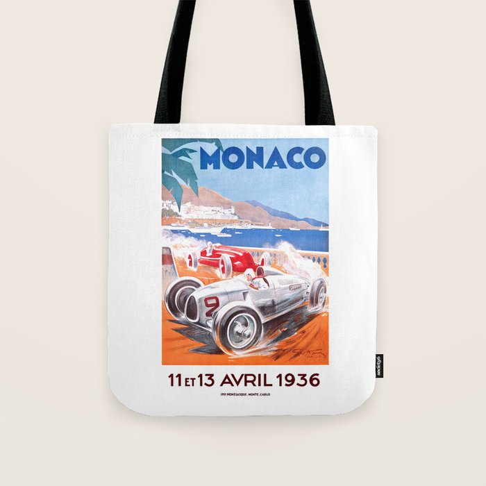 1936 Monaco Grand Prix Race Poster  Tote Bag Gallery Image 1