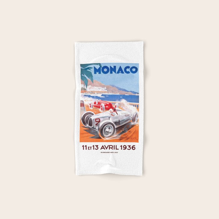 1936 Monaco Grand Prix Race Poster  Bath Towel Gallery Image 1