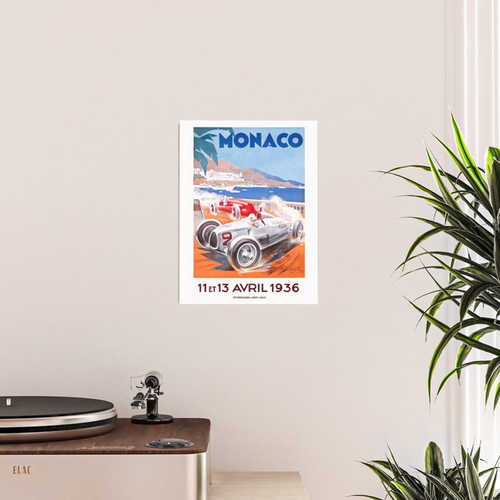 1936 Monaco Grand Prix Race Poster  Poster Gallery Image 2