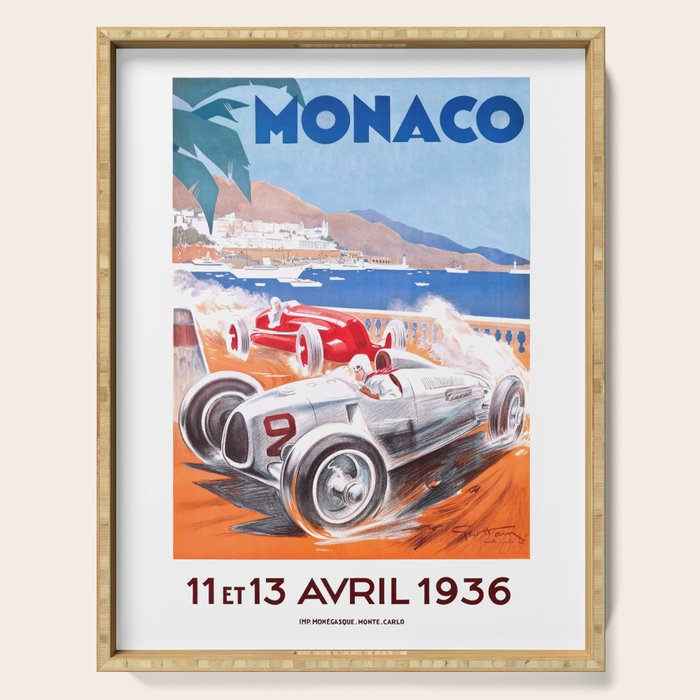 1936 Monaco Grand Prix Race Poster  Serving Tray Gallery Image 1