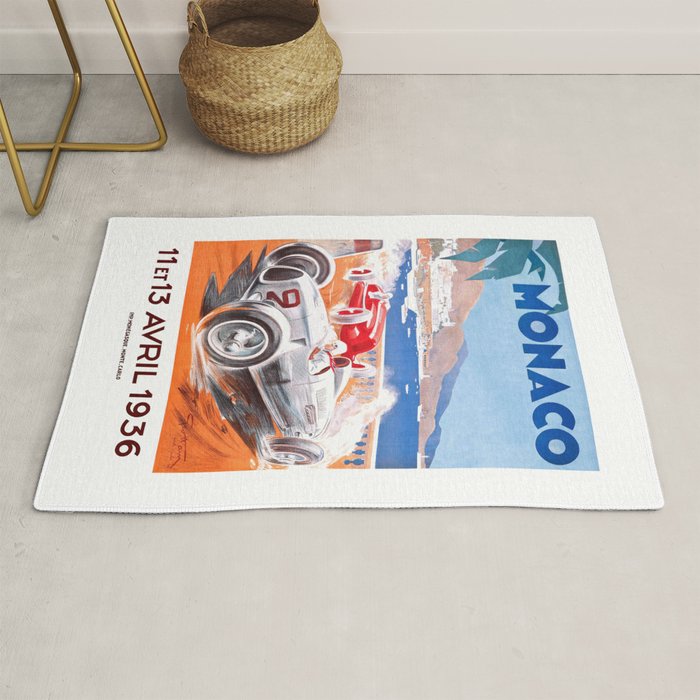 1936 Monaco Grand Prix Race Poster  Rug Gallery Image 1