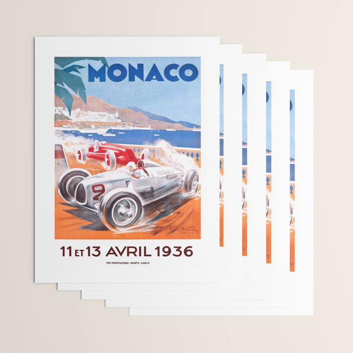 1936 Monaco Grand Prix Race Poster  Wrapping Paper Gallery Image 3