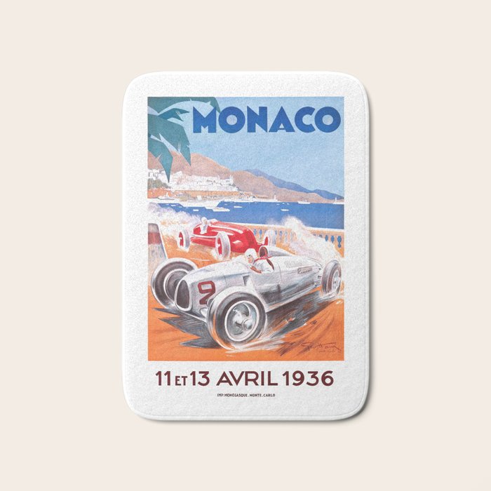 1936 Monaco Grand Prix Race Poster  Bath Mat Gallery Image 1