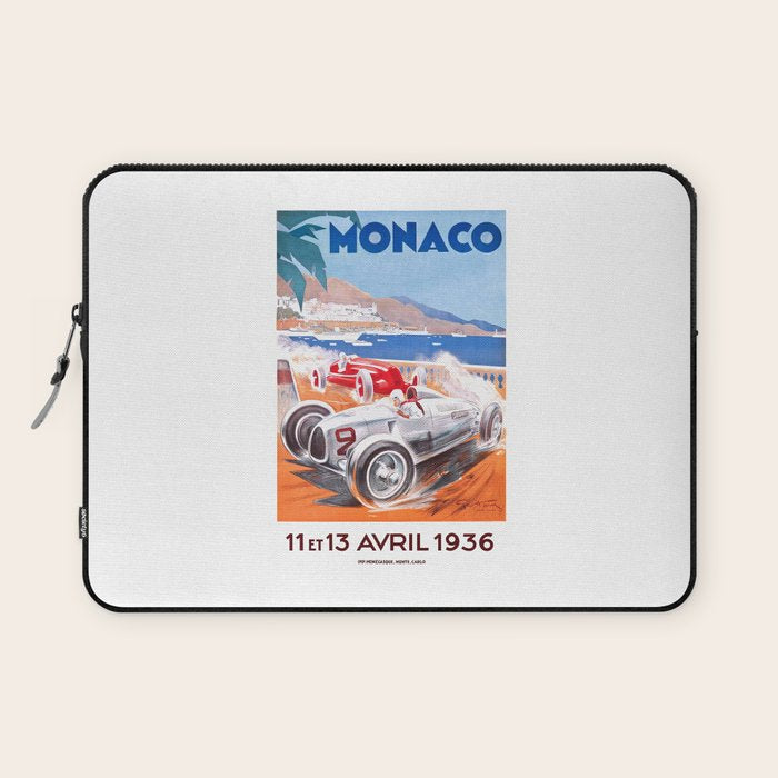 1936 Monaco Grand Prix Race Poster  Laptop Sleeve Gallery Image 1