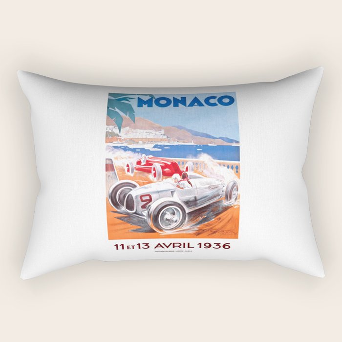 1936 Monaco Grand Prix Race Poster  Rectangular Pillow Gallery Image 2