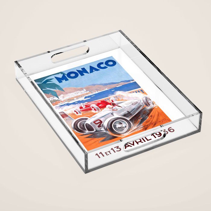 1936 Monaco Grand Prix Race Poster  Acrylic Tray Gallery Image 1