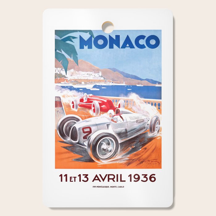 1936 Monaco Grand Prix Race Poster  Cutting Board Gallery Image 1