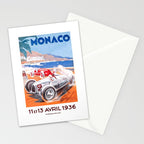 1936 Monaco Grand Prix Race Poster  Stationery Card Gallery Image 2