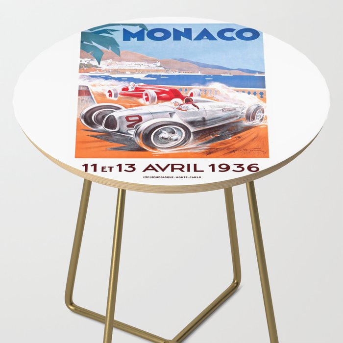 1936 Monaco Grand Prix Race Poster  Side Table Gallery Image 2