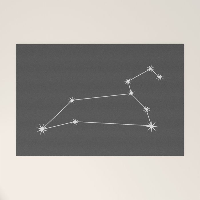 Leo Zodiac Star Constellation Line Art Grey Welcome Mat Gallery Image 1