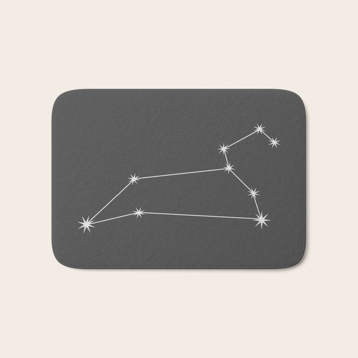 Leo Zodiac Star Constellation Line Art Grey Bath Mat Gallery Image 1