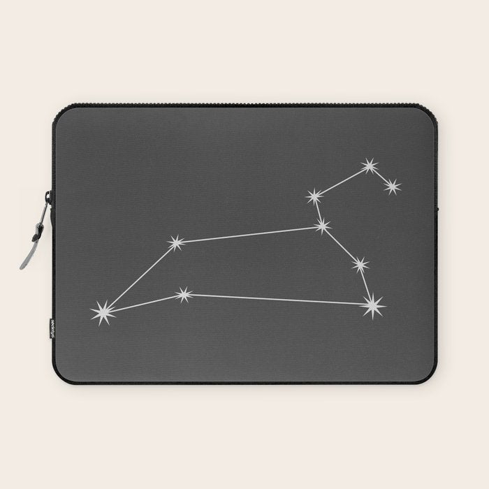 Leo Zodiac Star Constellation Line Art Grey Laptop Sleeve Gallery Image 1