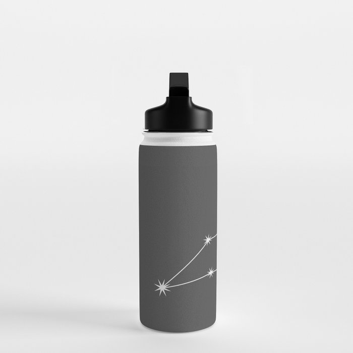 Leo Zodiac Star Constellation Line Art Grey Water Bottle Gallery Image 3