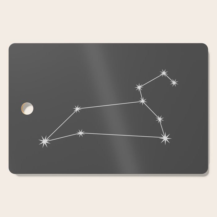 Leo Zodiac Star Constellation Line Art Grey Cutting Board Gallery Image 1