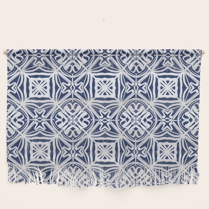 Blue tile brushstroke pattern Wall Hanging Gallery Image 1