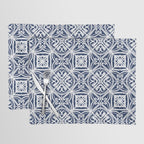 Blue tile brushstroke pattern Placemat Gallery Image 1