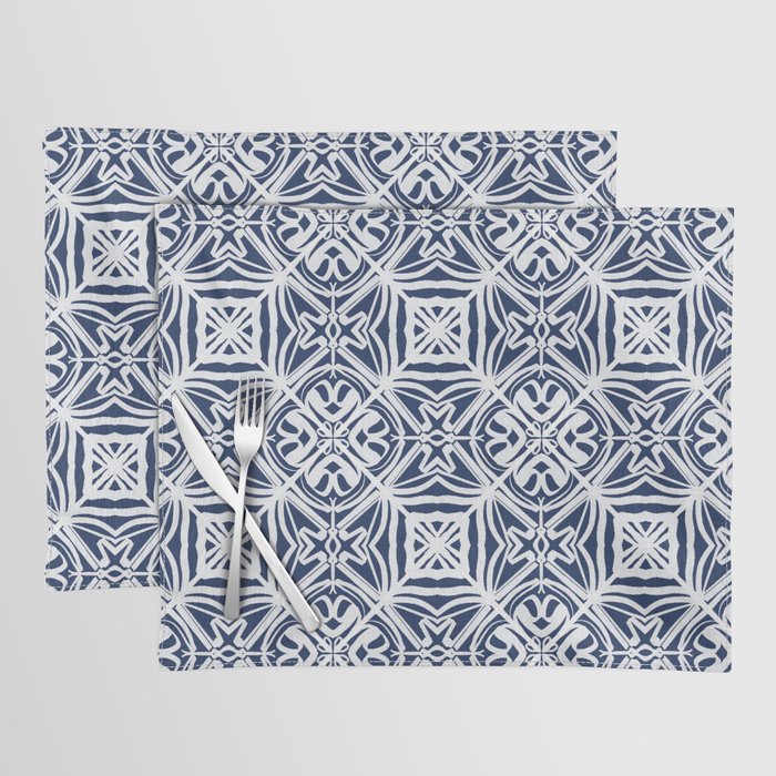 Blue tile brushstroke pattern Placemat Gallery Image 1