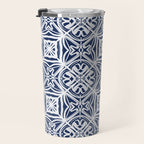 Blue tile brushstroke pattern Travel Mug Gallery Image 3