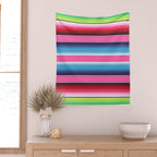Pink Mexican Serape Blanket Stripes Wall Tapestry Gallery Image 2