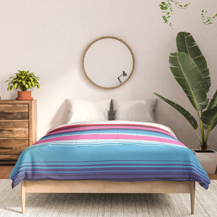 Pink Mexican Serape Blanket Stripes Comforter Gallery Image 3